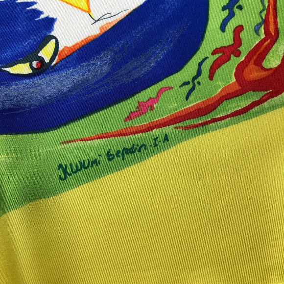 Hermes Paris Smiles In Third Millenary NEW 100% Silk Scarf France RARE 35x34 HRJ - Picture 9 of 14